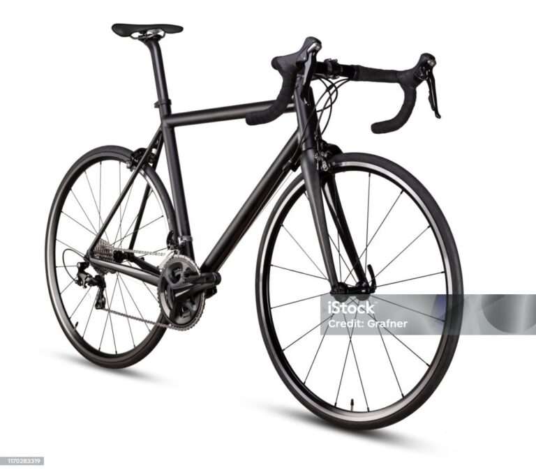 black racing sport road bike bicycle racer isolated on white background